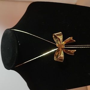 Vintage 1980's Necklace Bolo Style Bow